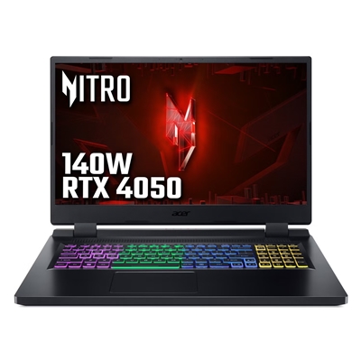 Acer Nitro 5 AN517-55 Gaming Laptop, 17.3 Inch FHD Screen, Intel Core i5-12450H 12th Gen Processor, GeForce RTX 4050, 16GB RAM, 512GB SSD, Windows 11 Home