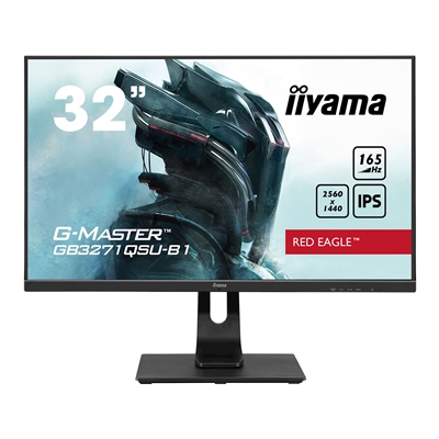 iiyama G-Master GB3271QSU-B1 32 Inch Red Eagle Gaming Monitor, IPS, 2560x1440, 1ms, 165hz, FreeSync, HDMI, Display Port, USB Hub, Speakers, Int PSU, Height Adjustable